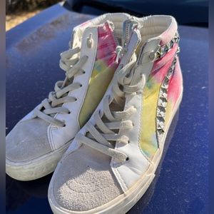 Studded high top the dye fashion shoes